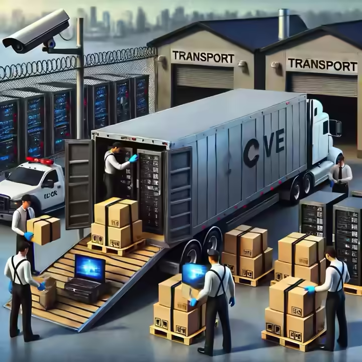 Image showing professional handlers transporting IT equipment