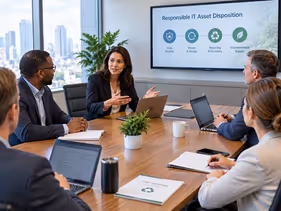 An image of a corporate meeting to discuss mature and effective IT asset disposition strategies