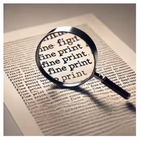 Much of the most important information on quotes or other documents is often hidden in fine print written in hard-to-understand legalese. Always read the fine print. 