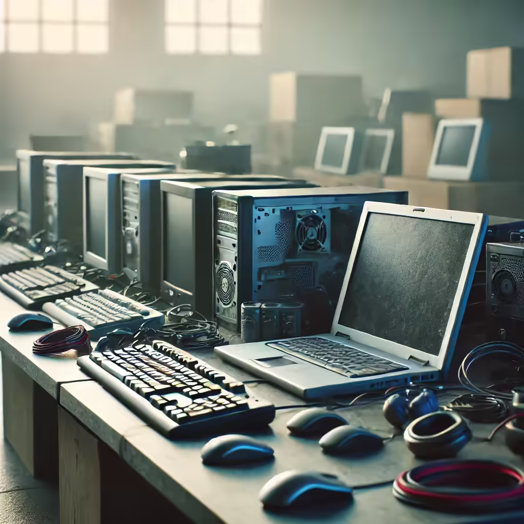 Image of used computer equipment to be repurposed or recycled.