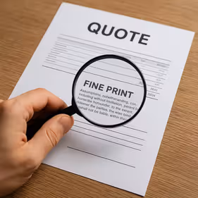 Fine print on quotes and contracts is there to protect the provider, not the client. Carefully read all the fine print.