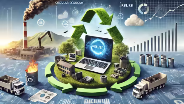 Image depicting reuse as being better for the environment and a circular economy than recycling