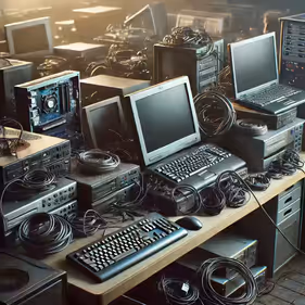 An image depicting old technology destined for IT asset dispositon.